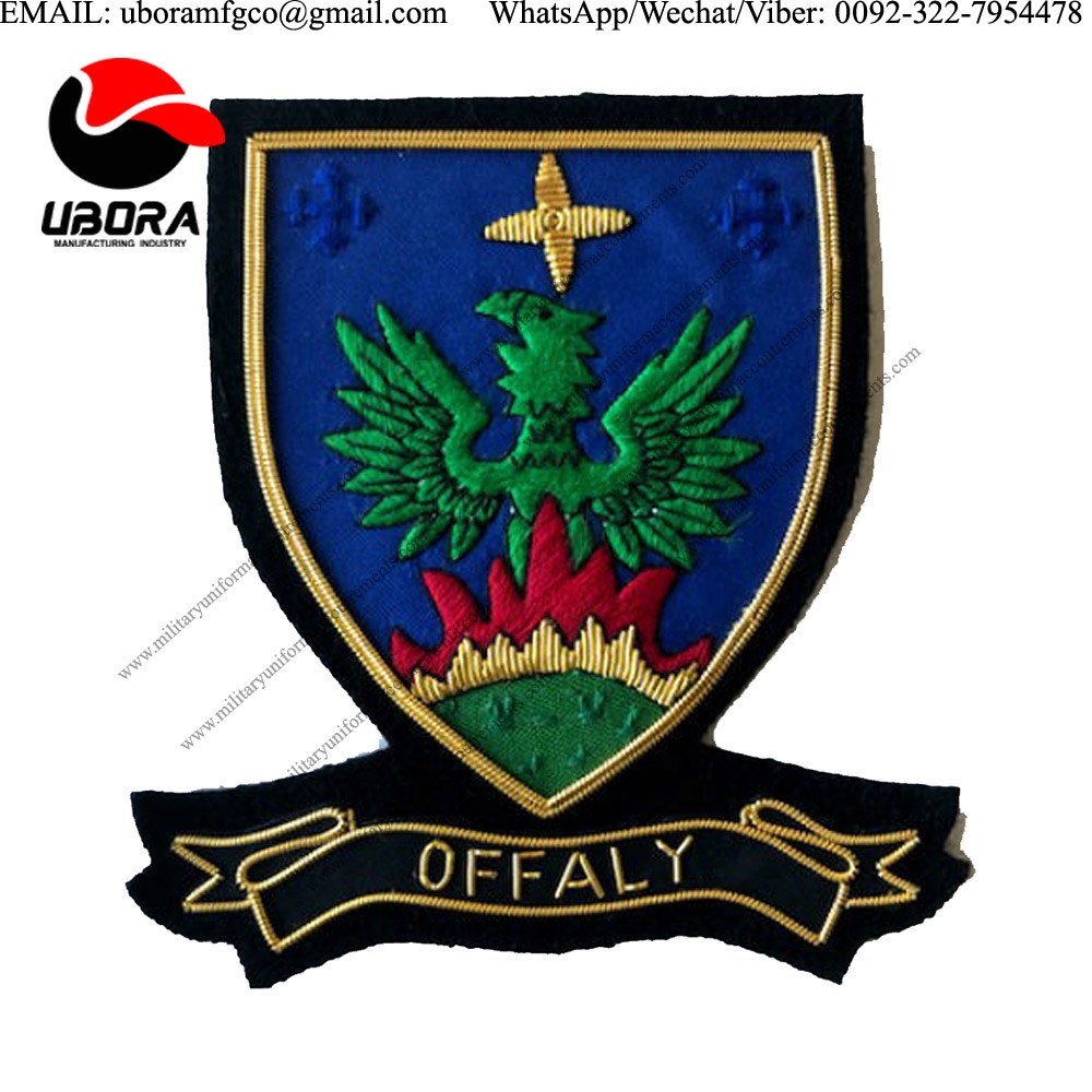Military Uniform emblem HAND EMBROIDERED IRISH COUNTY - OFFALY - COLLECTORS HERITAGE ITEM hand 